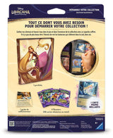Coffret Disney Lorcana Démarrez votre Collection Édition Raiponce avec album illustré, 4 boosters, carte promo brillante Raiponce et guide du collectionneur.