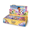 Display Disney Lorcana Hyperia City contenant 24 boosters de cartes, avec illustration de Miguel de Coco, Cendrillon et plusieurs personnages Disney sur un décor urbain coloré.