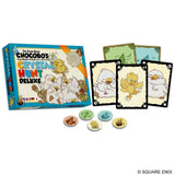 Boîte du jeu de cartes Final Fantasy Chocobo’s Crystal Hunt Deluxe avec plusieurs Chocobos et cristaux colorés.