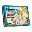 Boîte du jeu de cartes Final Fantasy Chocobo’s Crystal Hunt Deluxe avec plusieurs Chocobos et cristaux colorés.