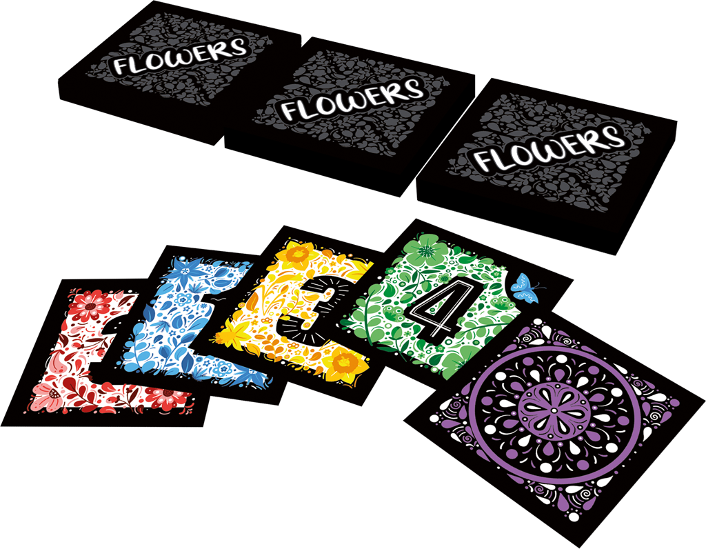 Flowers jeu de cartes stratégique Actarus Editions boîte illustrée colorée