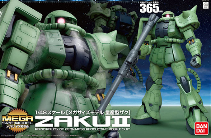 Gunpla Mega Size Model 1/48 MS-06 Zaku II vert avec bazooka, grande figurine articulée Bandai.