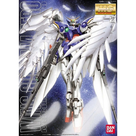 Gunpla MG 1/100 Wing Gundam Zero EW avec ailes blanches, modèle articulé Bandai de Gundam Wing Endless Waltz.