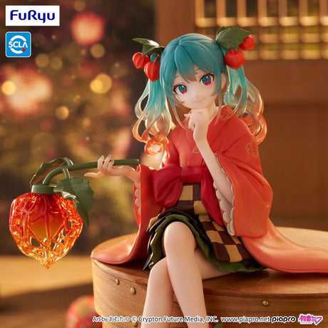 Figurine Hatsune Miku Flower Fairy Winter Cherry assise avec lanterne florale version Noodle Stopper