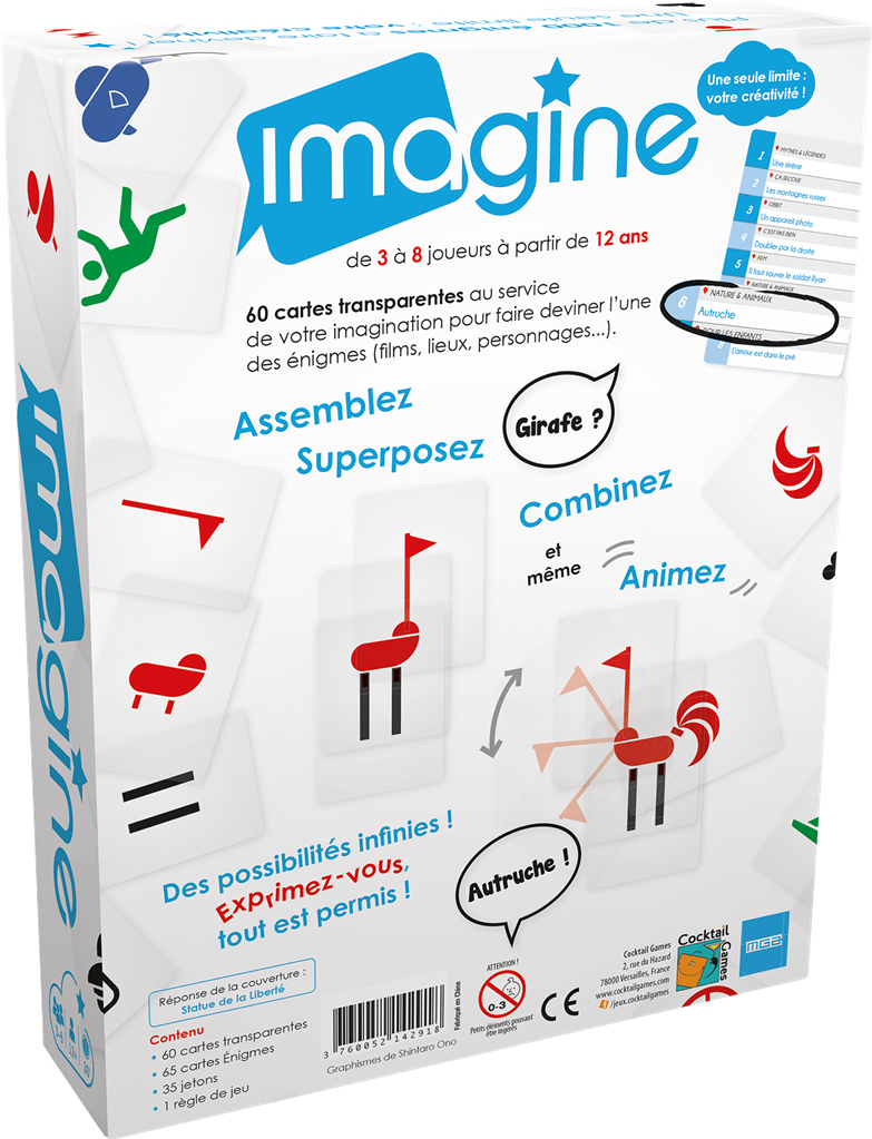 Imagine jeu d’ambiance avec cartes transparentes boîte blanche