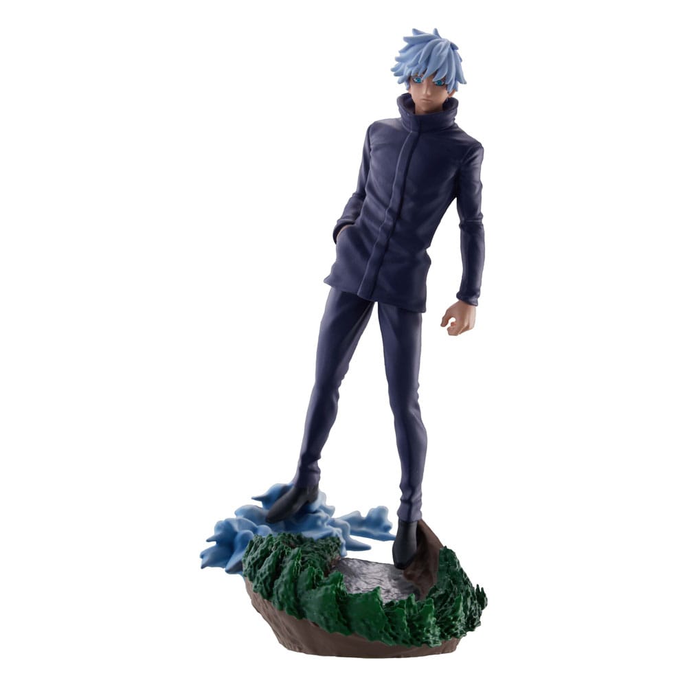 Boîtes aléatoires Jujutsu Kaisen Petitrama Series Vol.2 avec figurines de collection surprises représentant plusieurs personnages sur socles décoratifs.