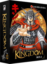 Coffret collector Kingdom Box 6 – tomes 51 à 60 avec général en armure noire et rouge, manga de Yasuhisa Hara.