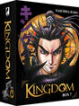 Coffret collector Kingdom Box 7 – tomes 61 à 70 avec portrait intense d’un stratège au regard sombre, manga de Yasuhisa Hara.