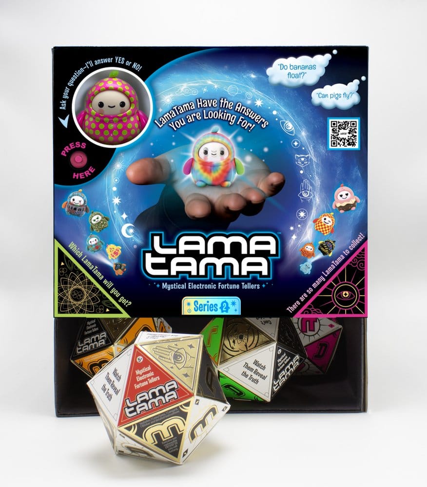 Boîte Lama Tama Series 2 avec figurines électroniques à collectionner en blind box, design mystique et plusieurs modèles surprises.