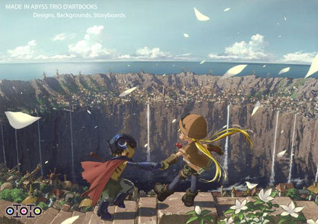 Illustration de Riko et Reg devant l’immense gouffre de l’Abysse, tirée du coffret Made in Abyss Trio d’Artbooks, regroupant designs, décors et storyboards.