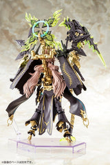 Plastic Model Kit Megami Device AUV Tsukuyomi Fabulous 1/1 de 22 cm, figurine mecha girl avec armure noire et dorée, grande faux et accessoires mécaniques.