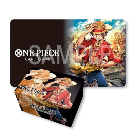 One Piece Card Game Special Goods Set Monkey D Luffy avec tapis de jeu et deck box