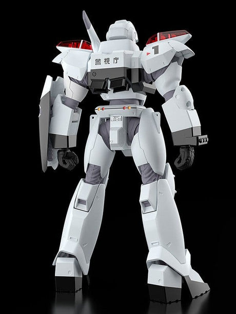 Plastic Model Kit MODEROID Patlabor 2 The Movie AV-2 Valiant 1/60 de 13 cm, mecha blanc avec bouclier 221 et arme.