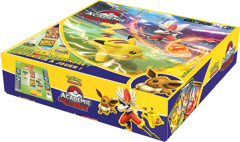 Pokémon Coffret Académie de Combat V2 avec Pikachu, Évoli et Pyrobut – Jeu TCG pour débutants