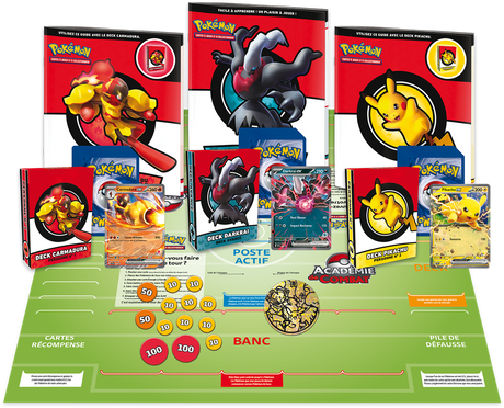 Coffret Pokémon Académie de Combat V3 – Jeu d’apprentissage avec 3 decks complets et accessoires