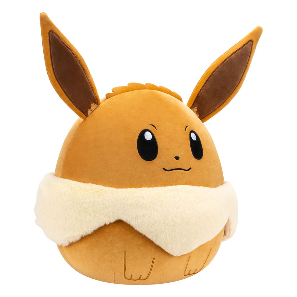 Peluche Évoli Squishmallows Pokémon 35 cm marron et crème, douce et moelleuse