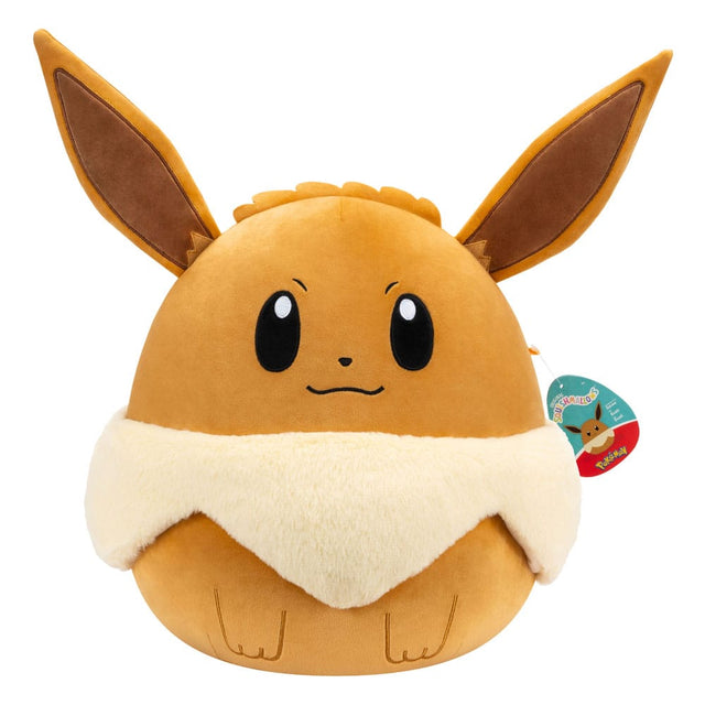 Peluche Évoli Squishmallows Pokémon 35 cm marron et crème, douce et moelleuse