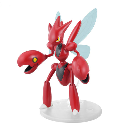Maquette Poképla Select Cizayox n°55 rouge avec grandes pinces, ailes translucides et socle d’exposition transparent