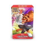 Coffret Cadeau Disney Lorcana La Bête, avec illustration de La Bête au premier plan et Belle en arrière-plan sur un packaging rouge et doré.