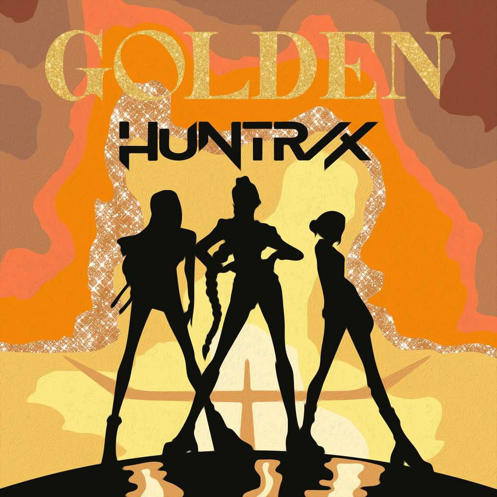 CreArt Ravensburger KPop Demon Hunters Golden, peinture par numéros 20 x 20 cm avec silhouettes HUNTR/X, peinture dorée et paillettes.