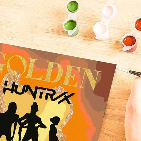 CreArt Ravensburger KPop Demon Hunters Golden, peinture par numéros 20 x 20 cm avec silhouettes HUNTR/X, peinture dorée et paillettes.