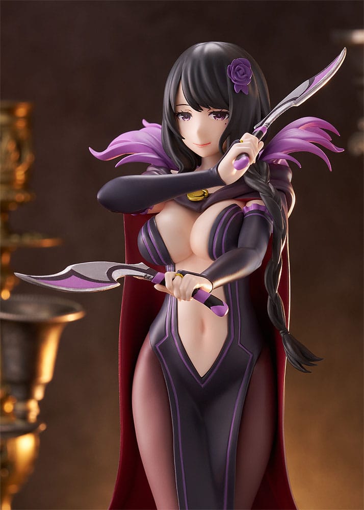 Figurine Elsa Granhiert Re Zero Pop Up Parade L avec dagues et tenue violette dans une pose élégante et dangereuse