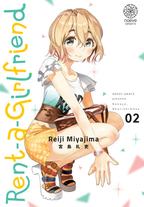 manga Rent-a-Girlfriend tome 2 de Reiji Miyajima, montrant Sumi Sakurasawa dans une tenue estivale, accroupie et souriante.