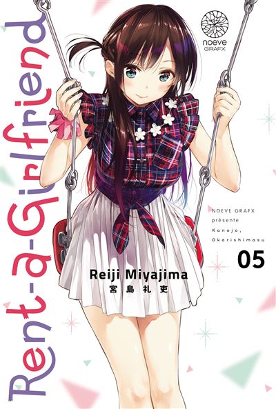 manga Rent-a-Girlfriend tome 5 de Reiji Miyajima, montrant Chizuru Mizuhara sur une balançoire, dans une tenue à motifs écossais et un sourire doux.