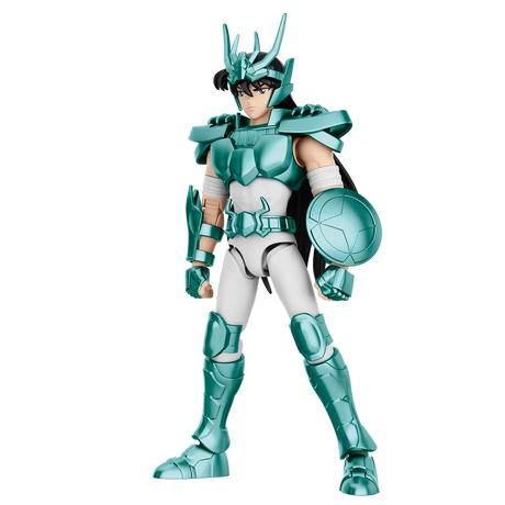 Boîte de figurine Saint Seiya Blokees Champion Class Dragon Shiryu avec armure verte du Dragon.