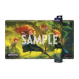 Tapis de jeu Disney Lorcana Contrées Inconnues Mérida, avec Mérida tenant son arc dans une forêt magique accompagnée de ses frères oursons.