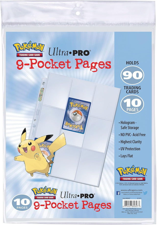 Pages classeur Ultra PRO Pokémon 9 cases pour cartes TCG
