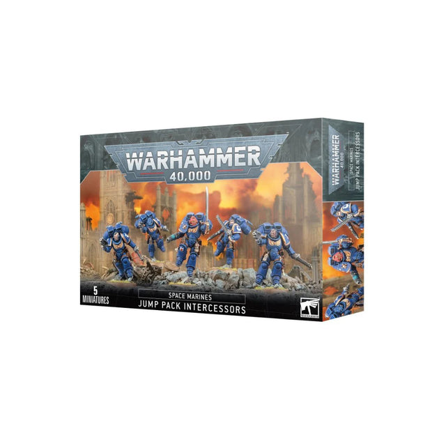 Boîte Warhammer 40,000 Space Marines Jump Pack Intercessors avec 5 figurines