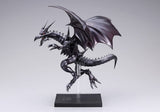 Figurine Yu-Gi-Oh! Oshi Works Dragon Noir aux Yeux Rouges de 24 cm, dragon noir aux ailes déployées sur socle transparent.