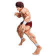 Figurine Baki Grandista Hanma Baki par Banpresto, représentant Baki en posture de combat avec musculature détaillée, short rouge et bandages blancs.