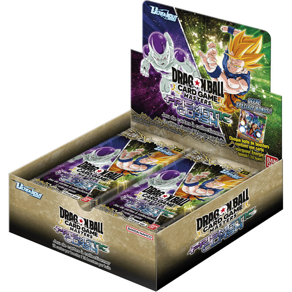 Display Dragon Ball Super Card Game Masters Prismatic Clash B28 avec 24 boosters
