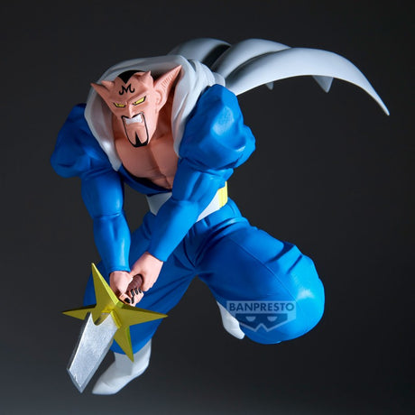 Figurine Dragon Ball Z Match Makers Dabura par Banpresto en posture d’attaque avec épée, tenue bleue et cape blanche.