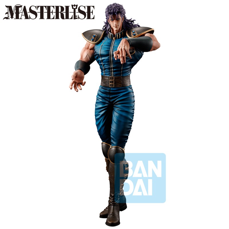 Figurine Fist of the North Star Ichibansho Masterlise Rei par Bandai, représentant Rei en tenue bleue avec épaulières, posture élégante et regard intense.