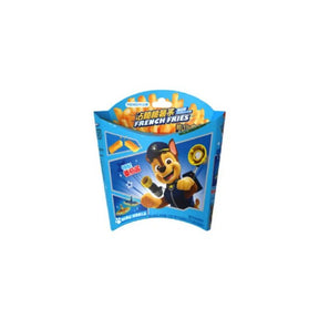 Paquet de frites Pat’ Patrouille saveur seaweed 25 g avec Chase sur fond bleu.