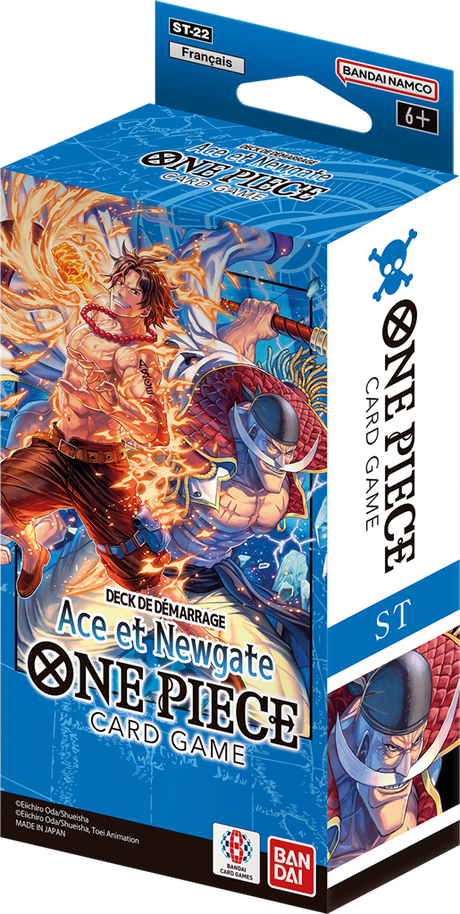 Boîte du Deck de Démarrage One Piece Card Game ST-22 Ace et Newgate en français, avec Ace et Barbe Blanche sur l’illustration.