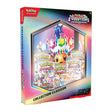Coffret Pokémon Écarlate & Violet Évolutions Prismatiques avec 1 classeur de rangement et 4 boosters.