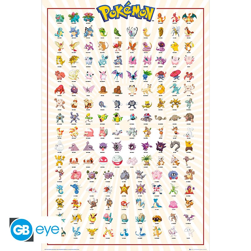 POKEMON - Poster Maxi 91,5x61 - Kanto 151 Français