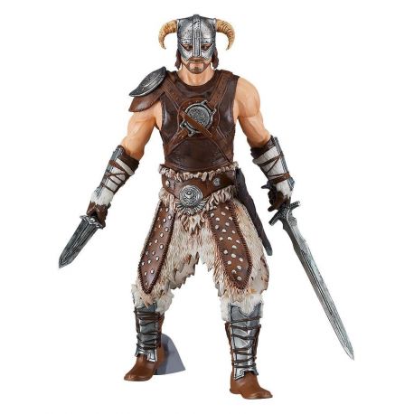 Figurine Pop Up Parade de Dovahkiin de Skyrim, en armure nordique avec épée et dague.