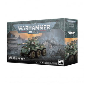 Boîte Warhammer 40,000 Astra Militarum Hippogriff AFV contenant 1 figurine Citadel de véhicule blindé à roues.