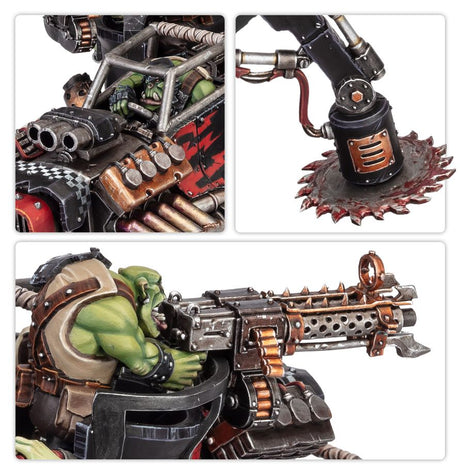 Warhammer 40,000 Orks Trukk Kamion contenant 1 figurine Citadel de véhicule ork blindé avec pince mécanique, gros pneus et défenses massives.